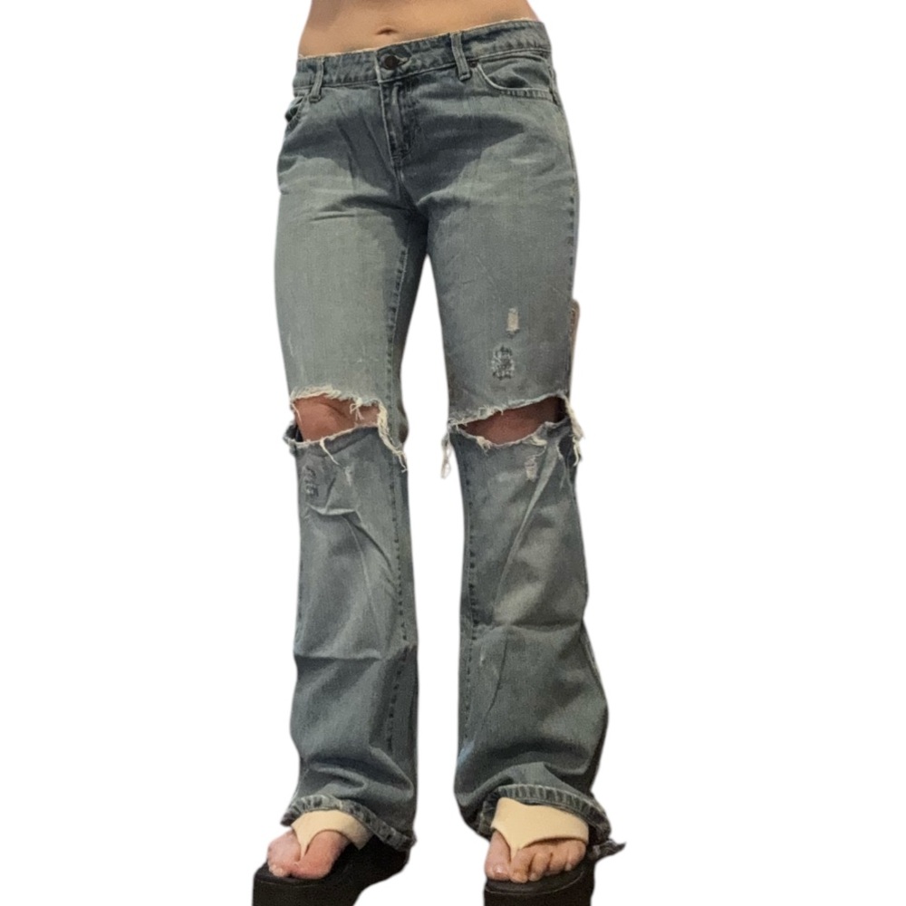 Light Blue Distressed Jeans - Picture 4 of 16